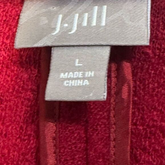 J. Jill Red Blazer Jacket L Wool Blend Two-Button Knit Preppy Old Money Career - Picture 7 of 9